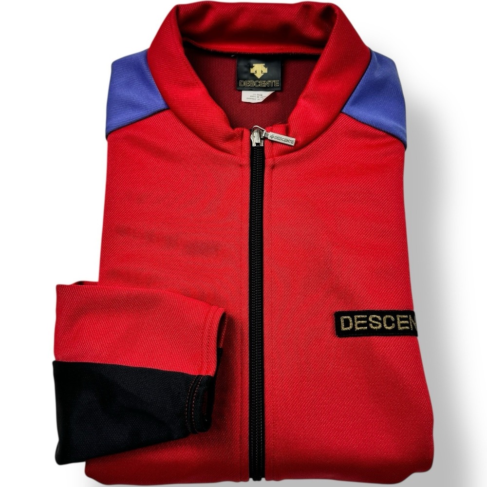 Descente Red Purple Black Cycling Full Zip Jacket Women's Size XL Vintage Japan